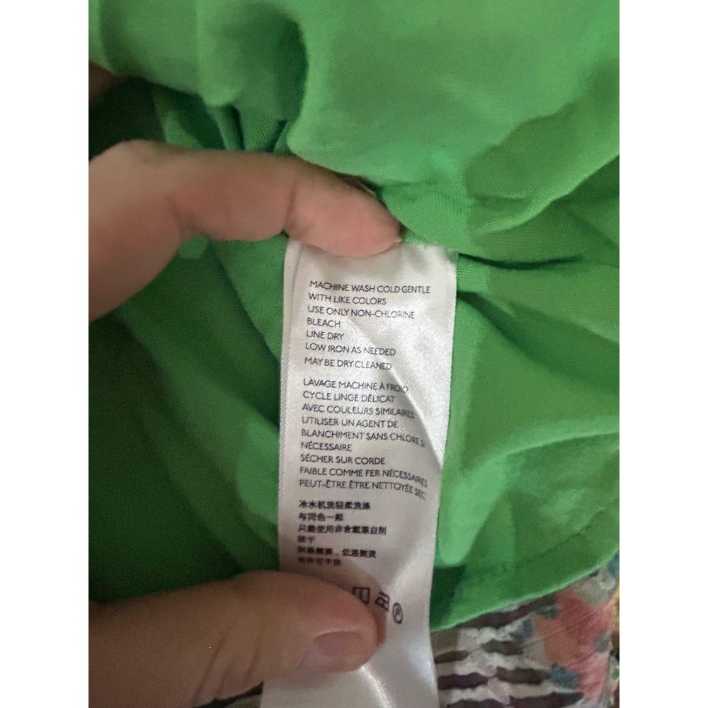 Anthropologie MaeveGreen Floral Camisole Top Womens Size 6 Textured Cutout Back - Picture 7 of 11